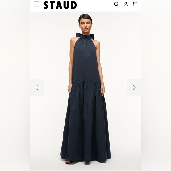 SALE STAUD Navy Blue Halter Maxi Dress